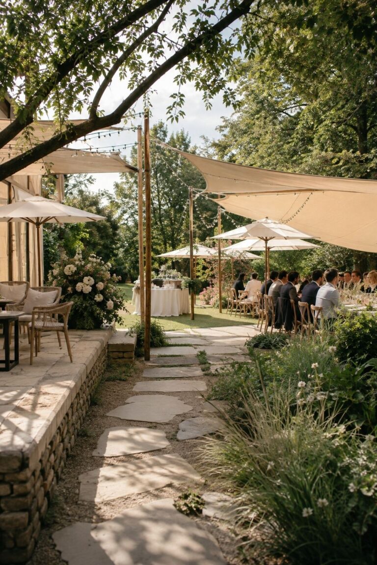 Start With A Heat And Shade Plan for an intimate summer wedding reception
