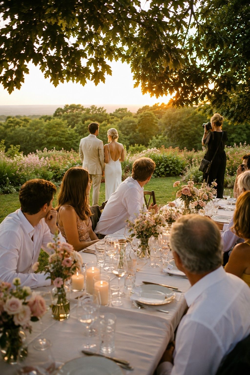 Dinner timed around sunset photos