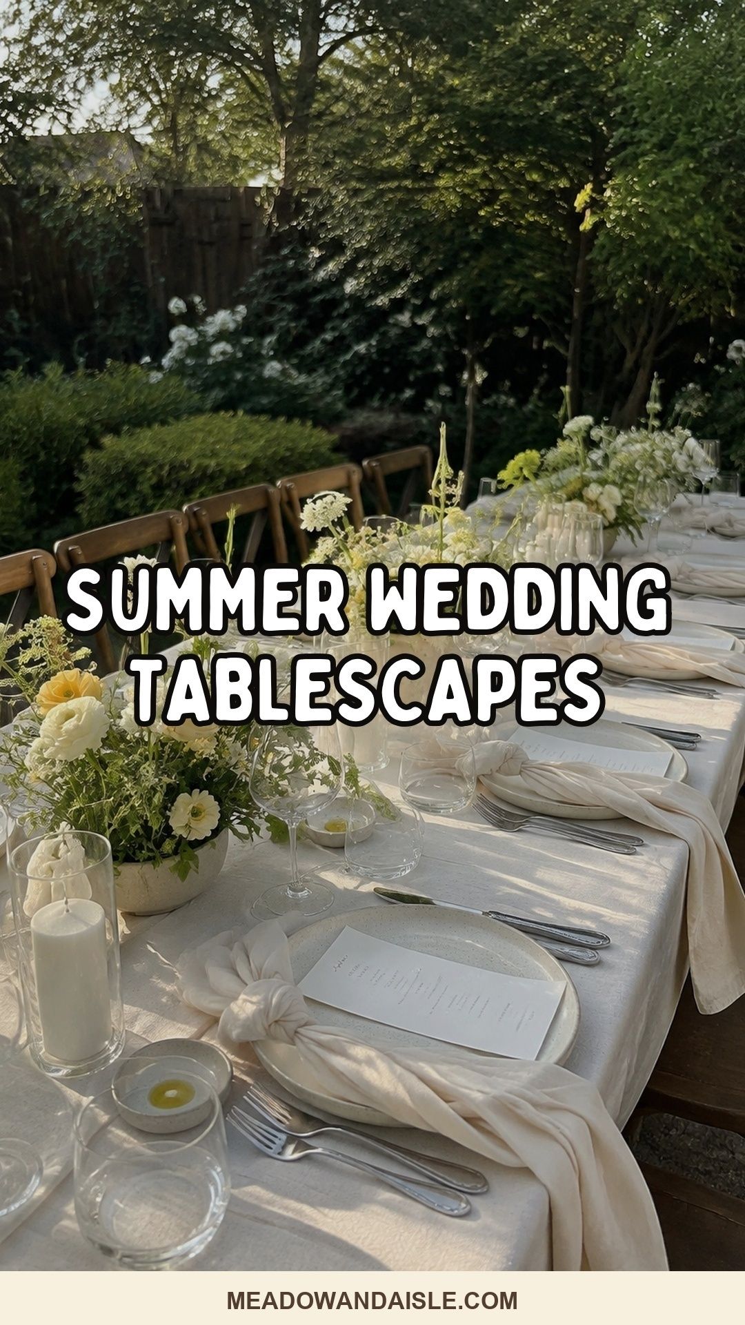 Pinterest pin for summer wedding tablescape ideas