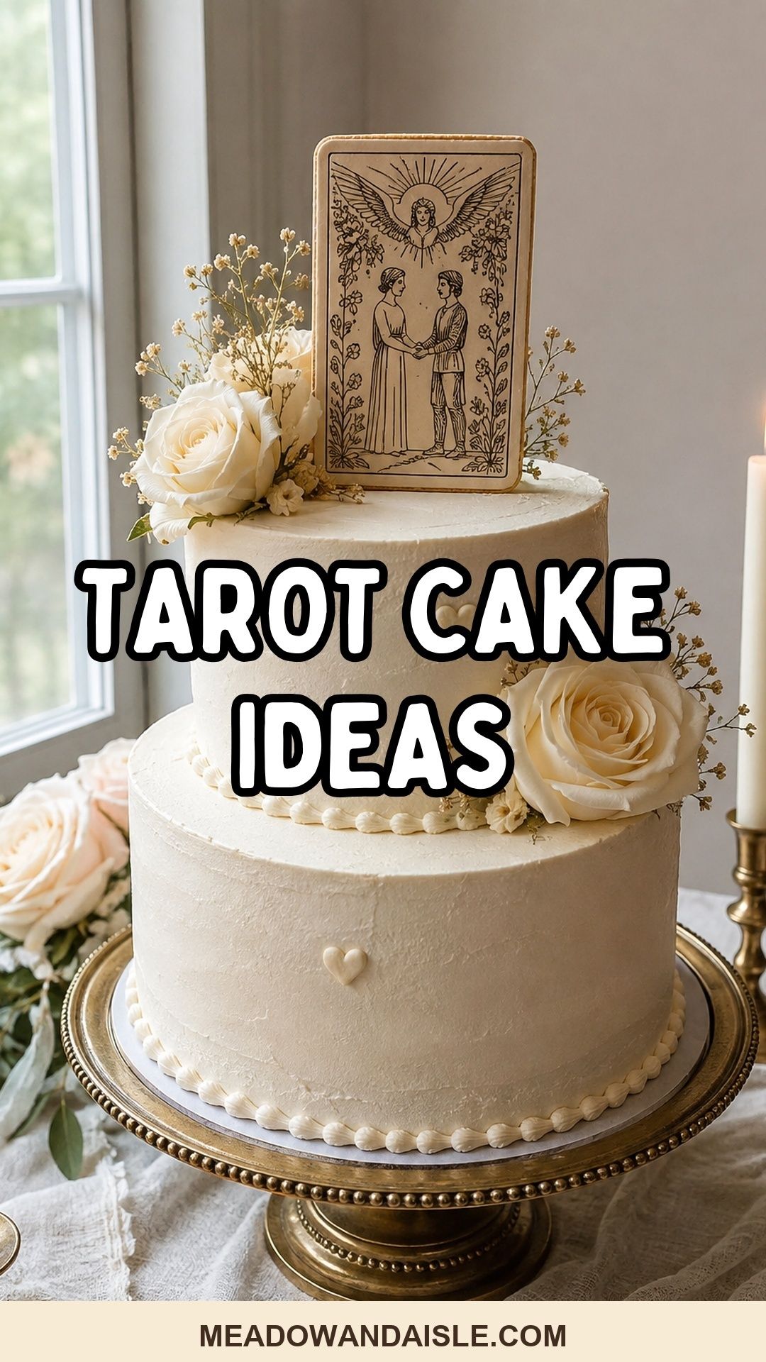 Tarot cake ideas Pinterest pin for Meadow & Aisle