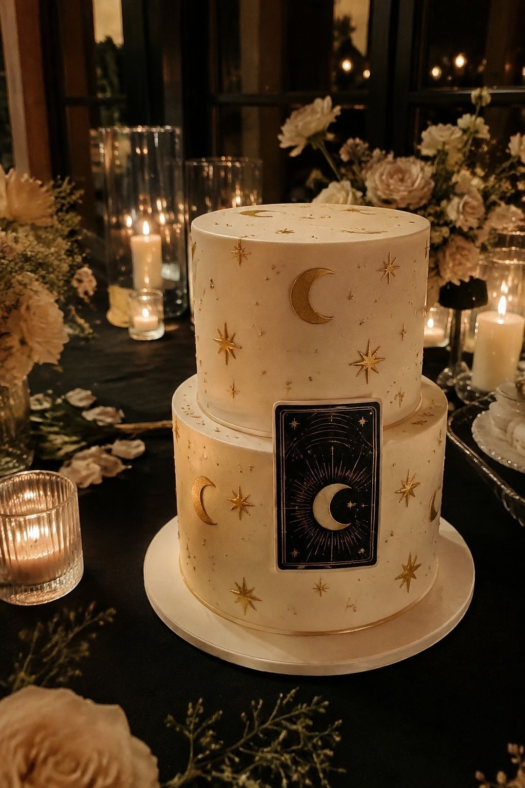 Moon and stars tarot cake