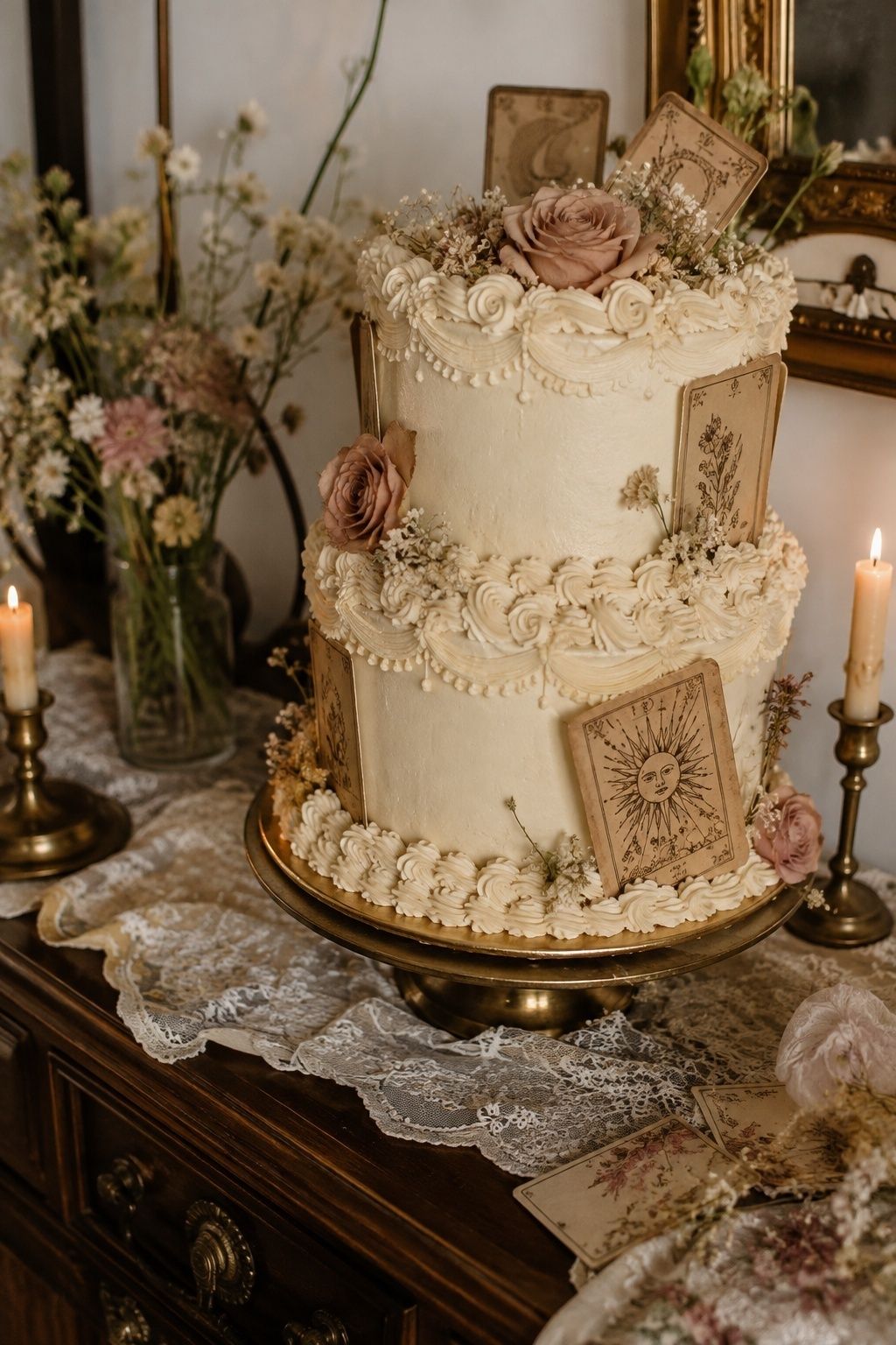 Vintage-style tarot cake