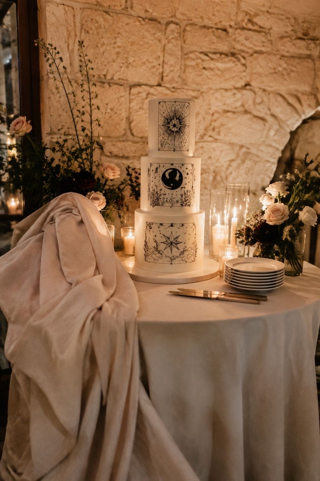 Couple revealing a tarot cake