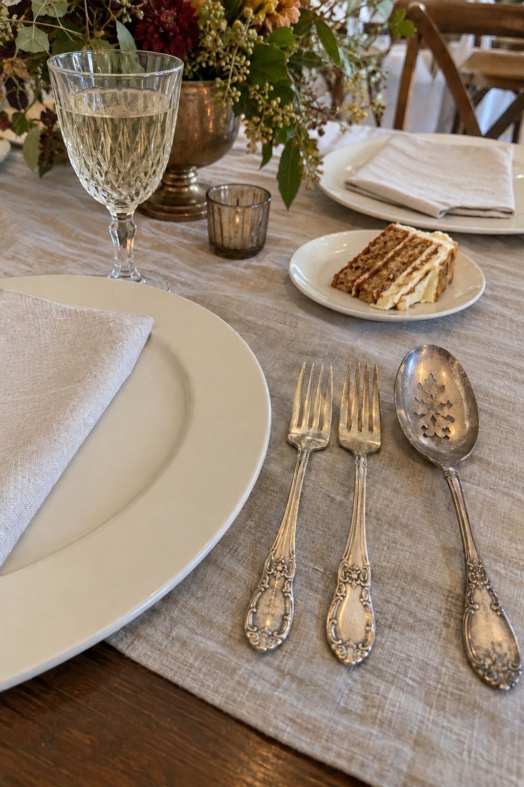 Heirloom silver with modern chargers