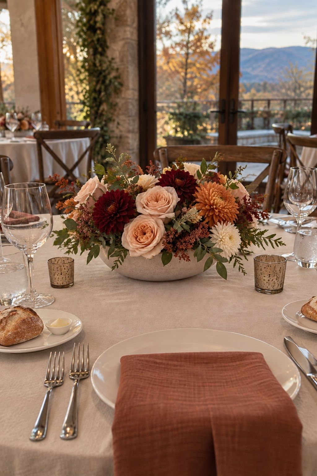 Low flower bowls that keep sightlines open