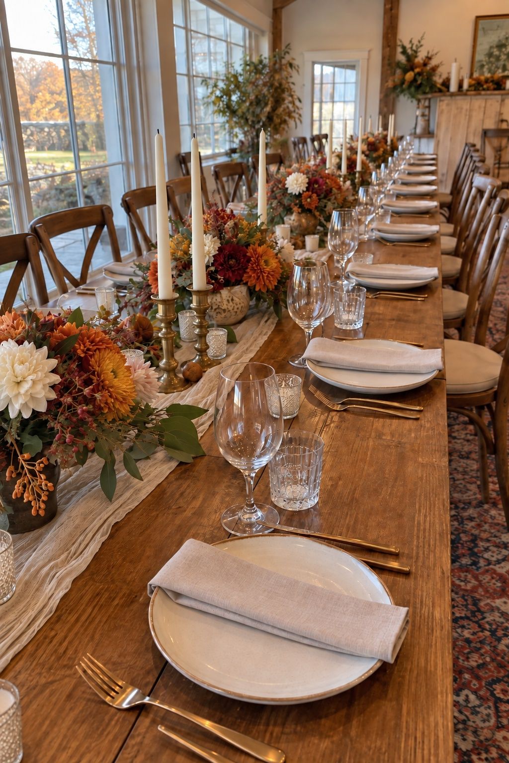 Long table with repeating candle clusters