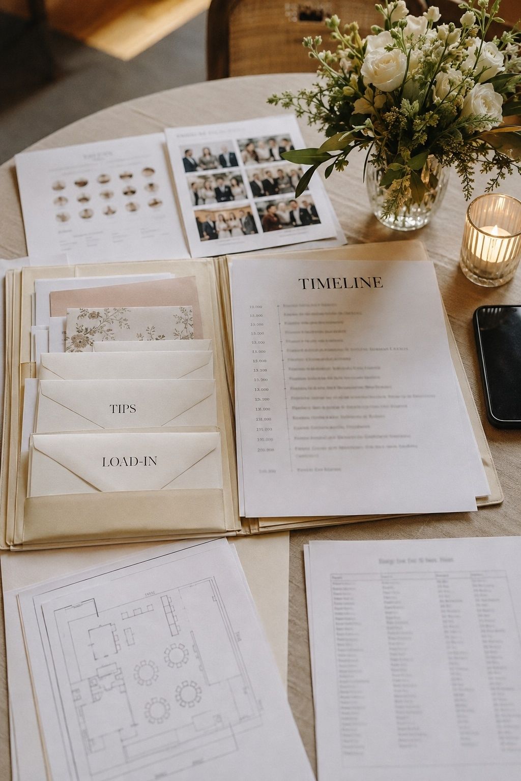 Vendor contacts, timeline copies, payments and tips