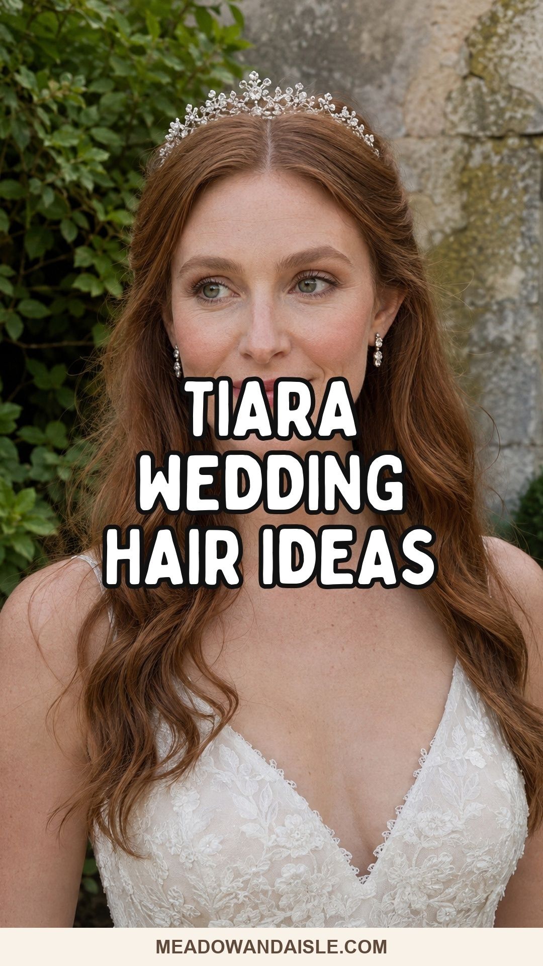 Tiara wedding hair ideas with a crystal tiara and soft bridal waves