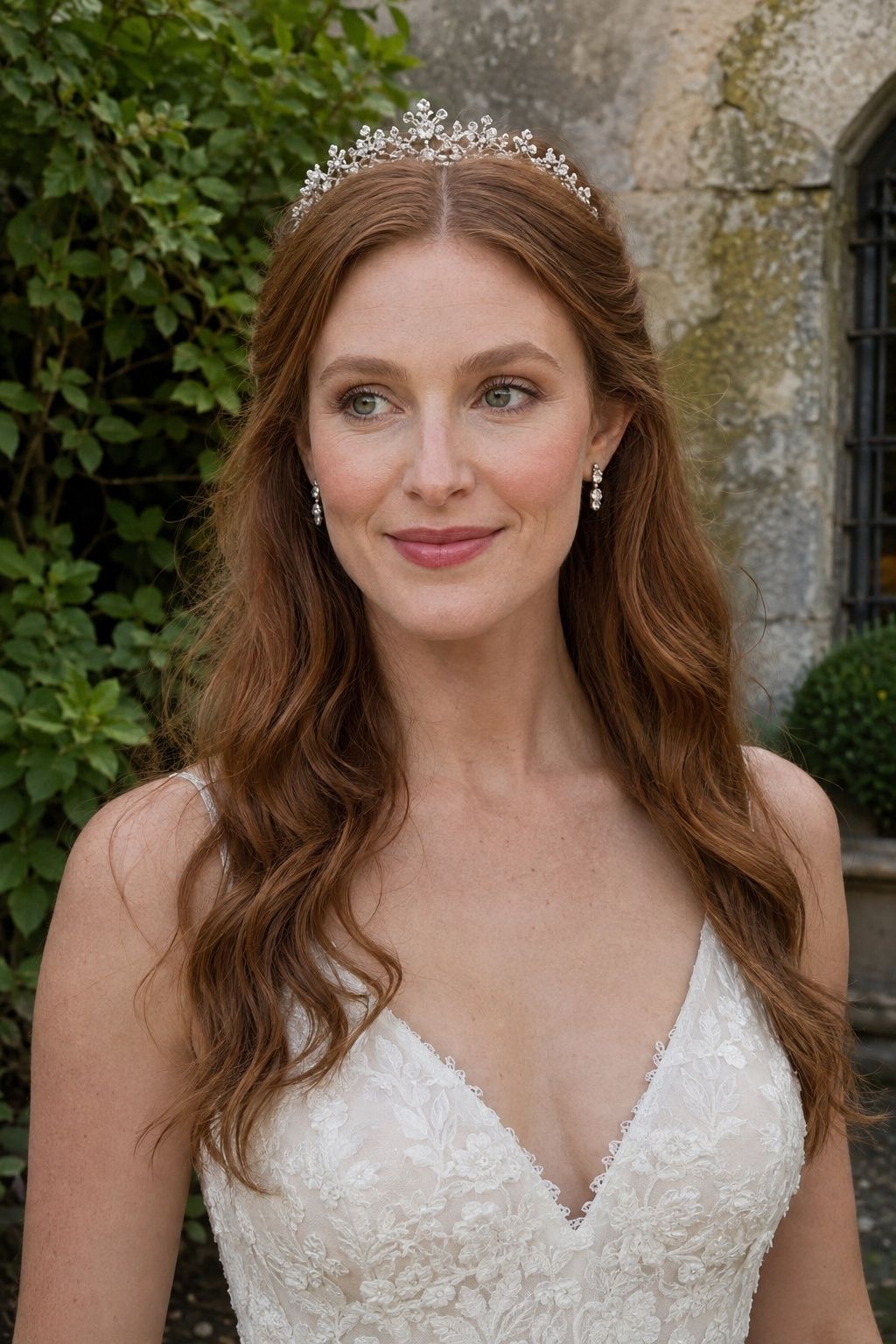 Bride with soft waves and a crystal tiara