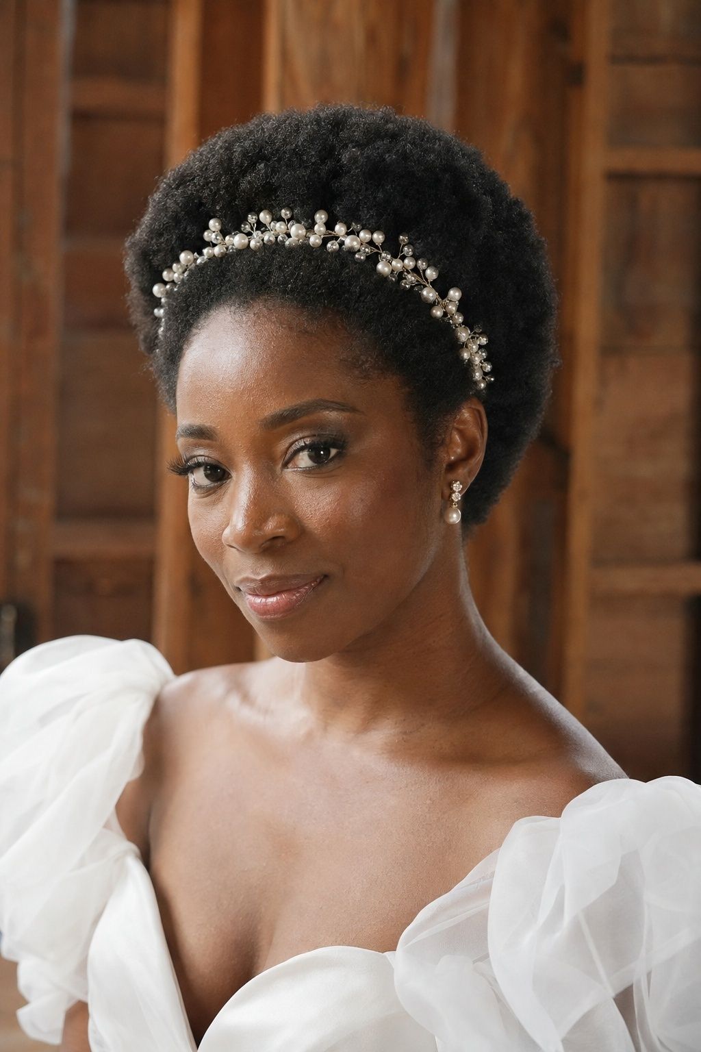 Natural hair texture with a pearl crown