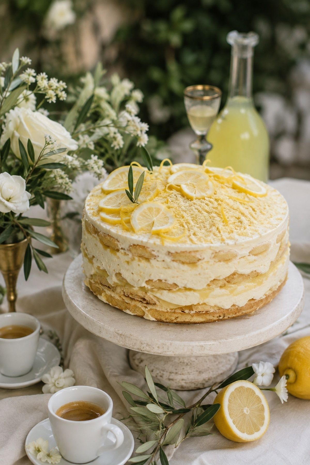Lemon or limoncello tiramisu cake