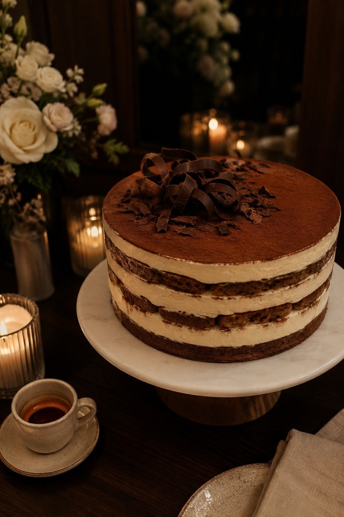 Chocolate tiramisu wedding cake