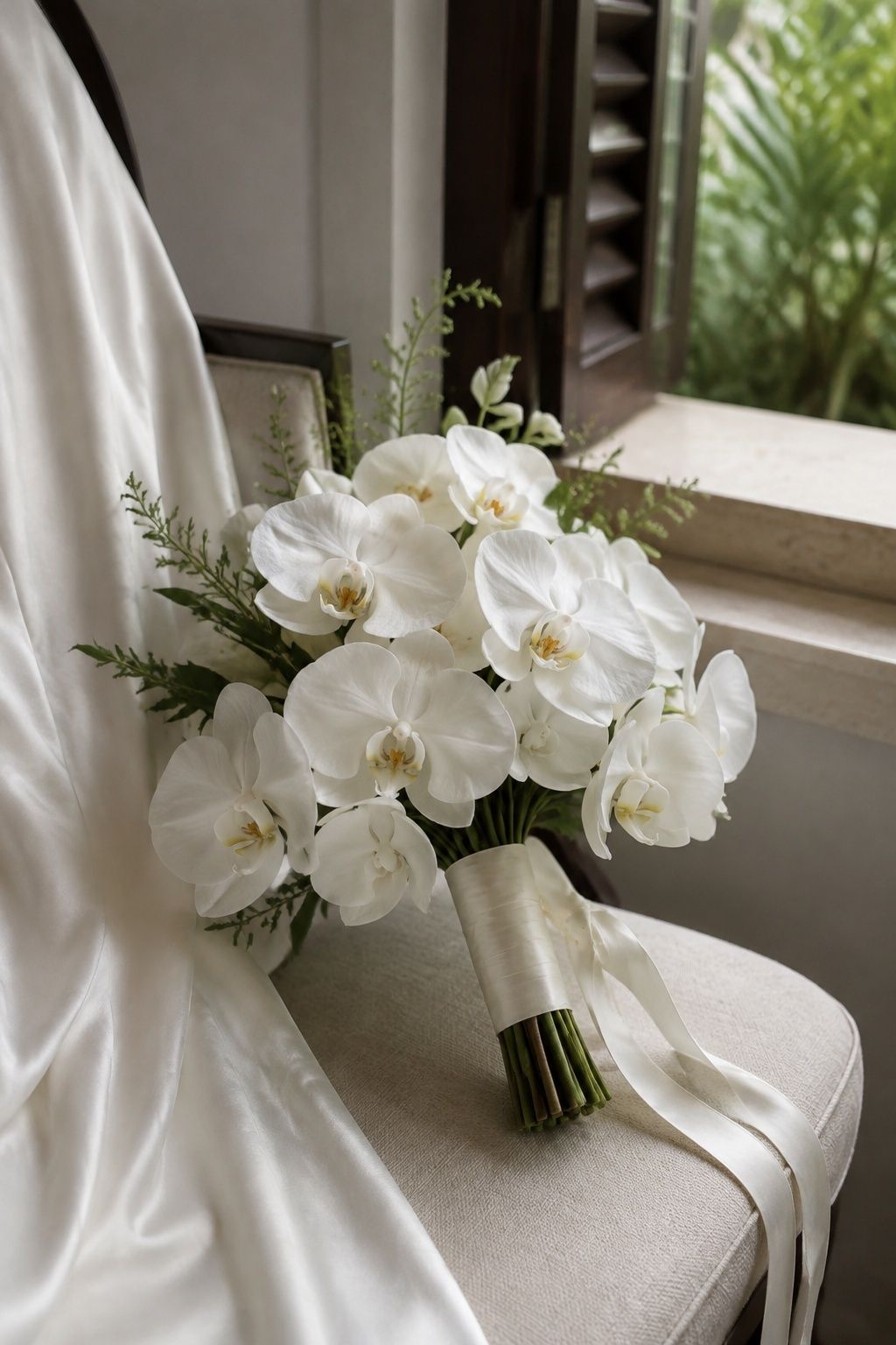 White Orchid Bridal Bouquet tropical wedding inspiration