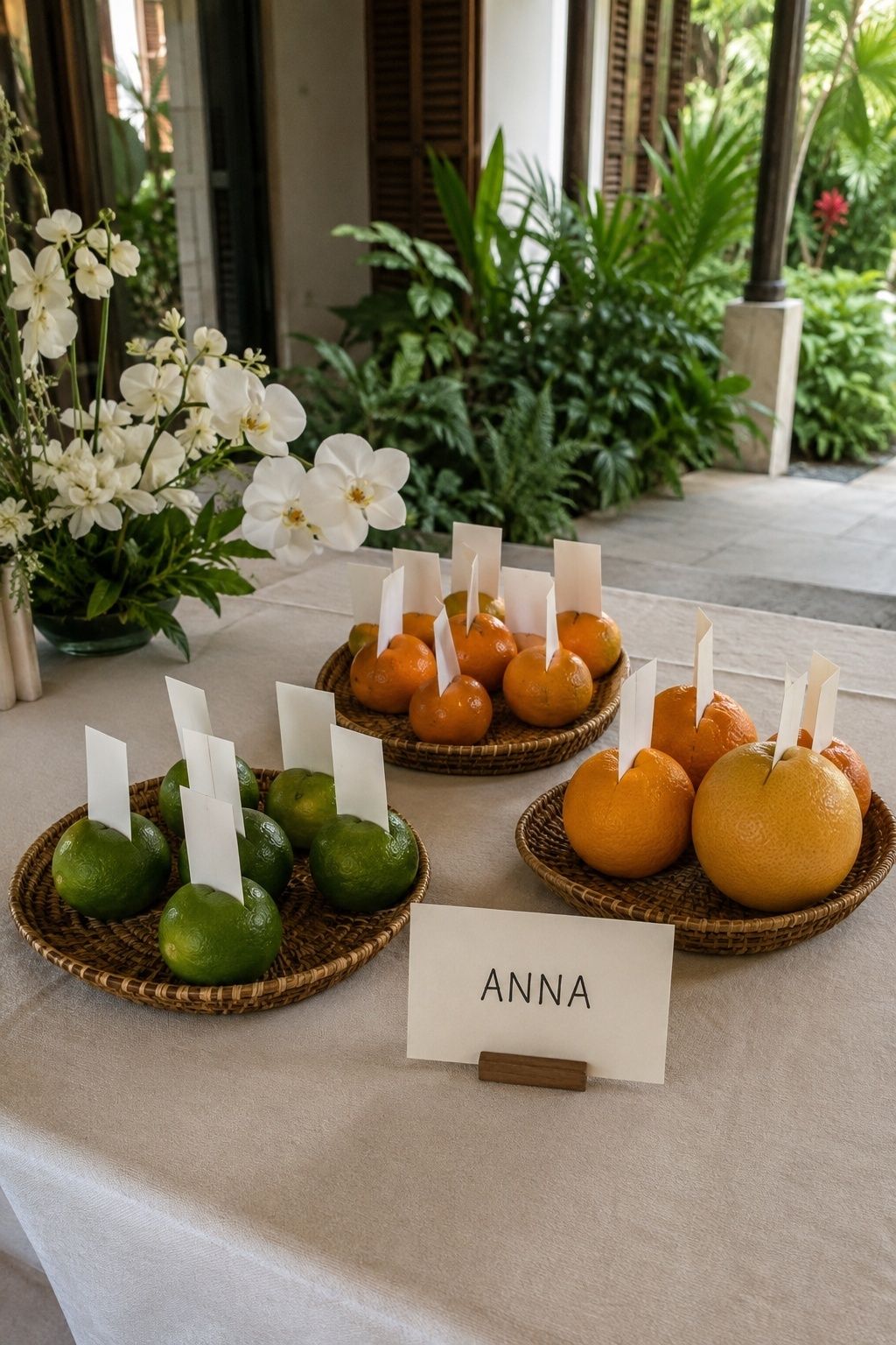 Citrus Escort Card Display tropical wedding inspiration