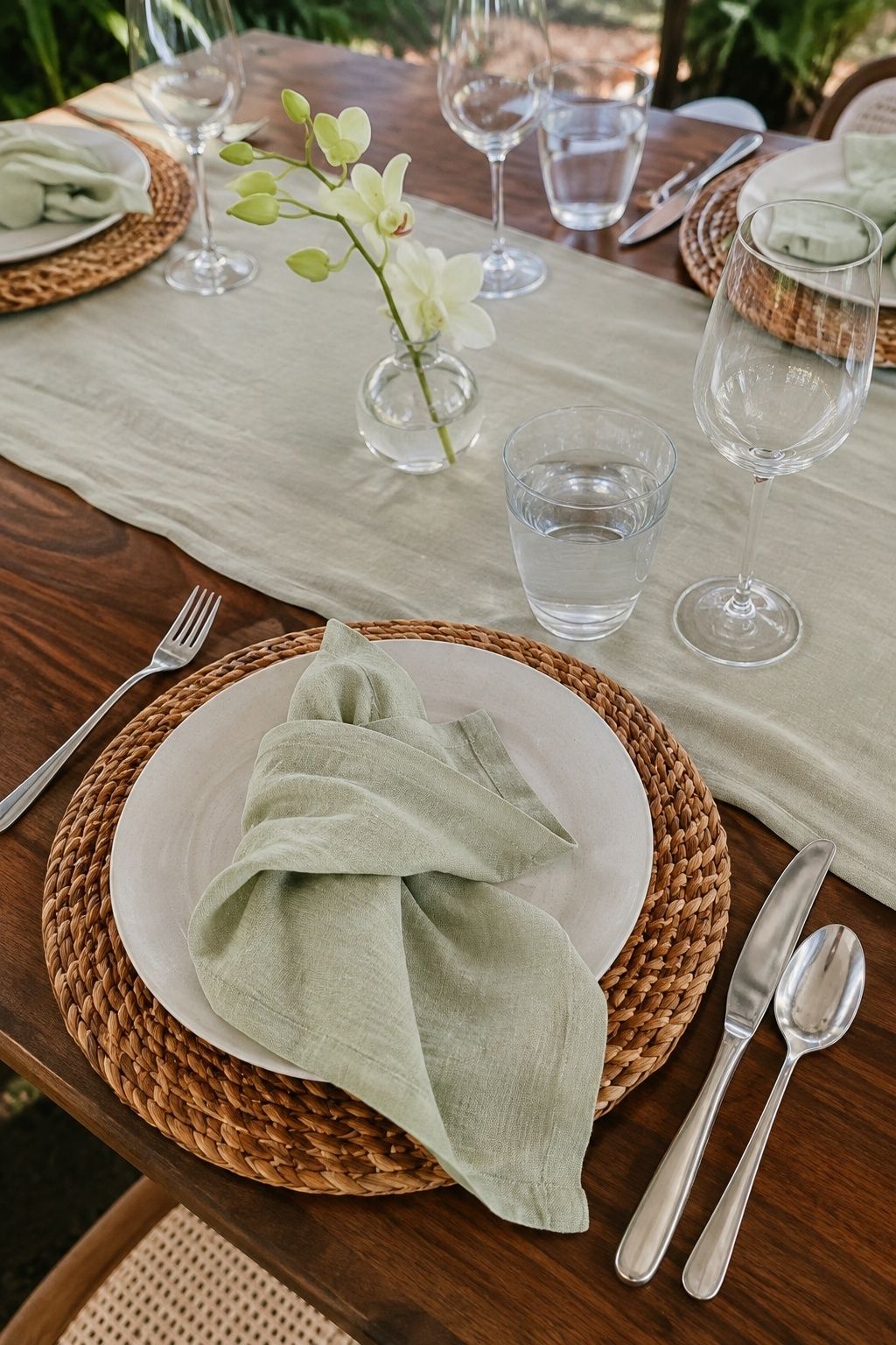Rattan And Linen Place Settings tropical wedding inspiration