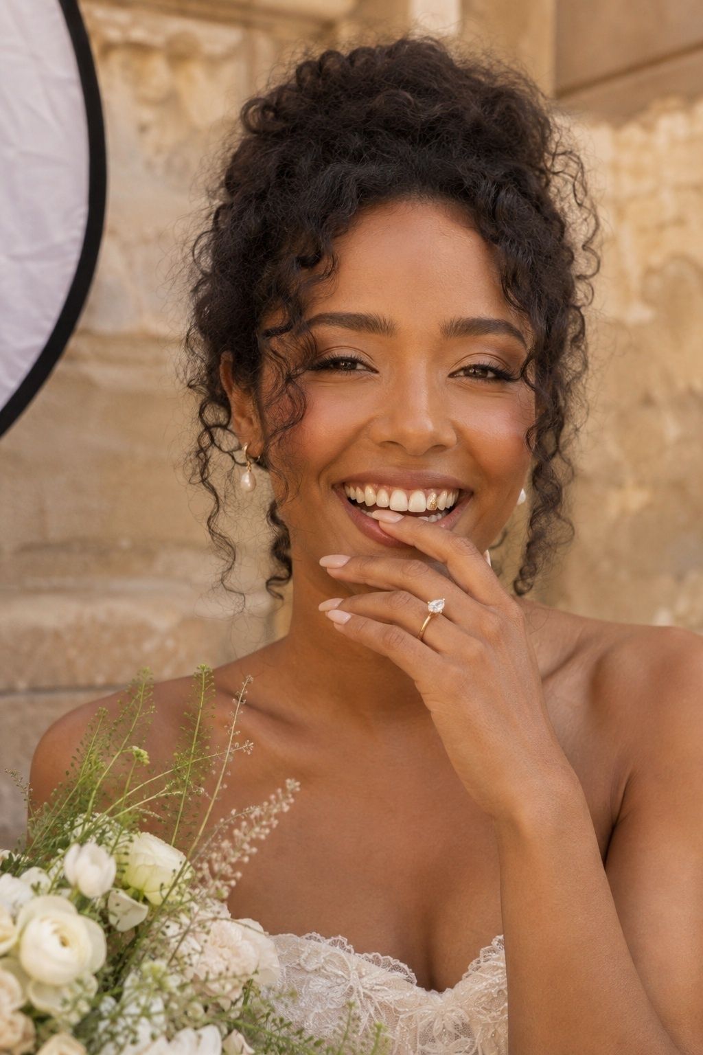 Close-up wedding portrait of a grillz smile