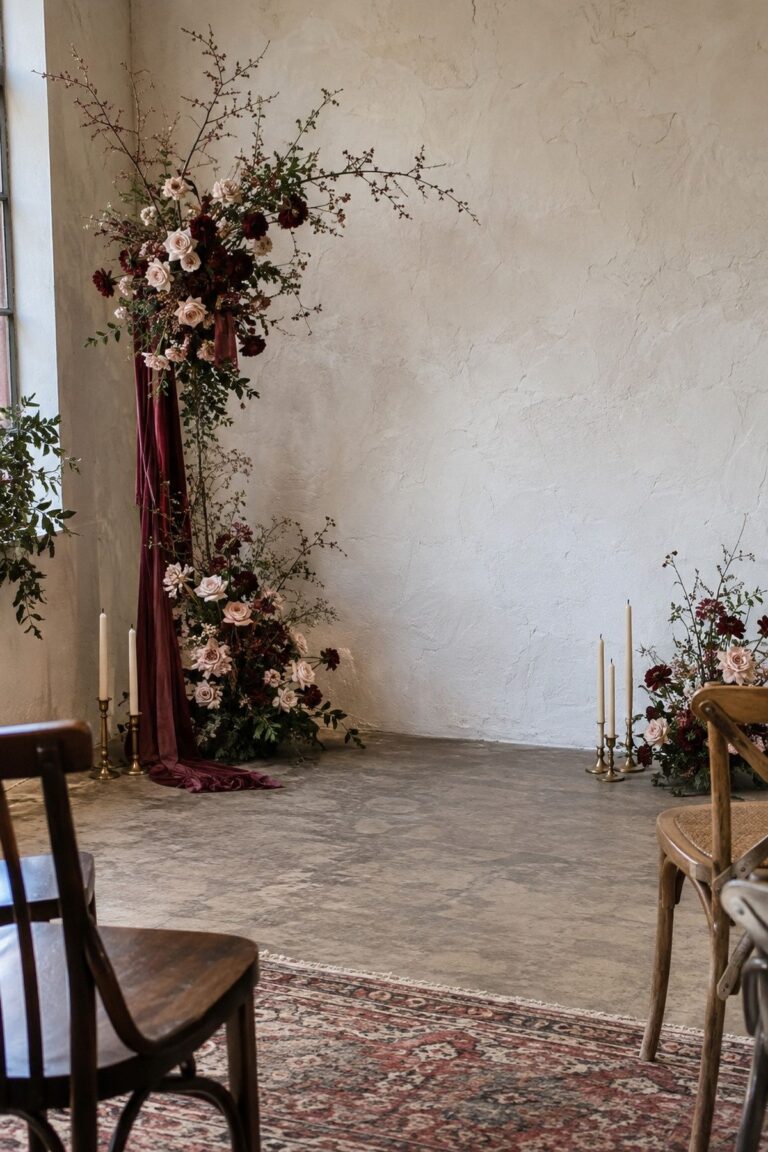 Style One Ceremony Backdrop Instead Of The Whole Room in an intimate Valentine's Day wedding setting