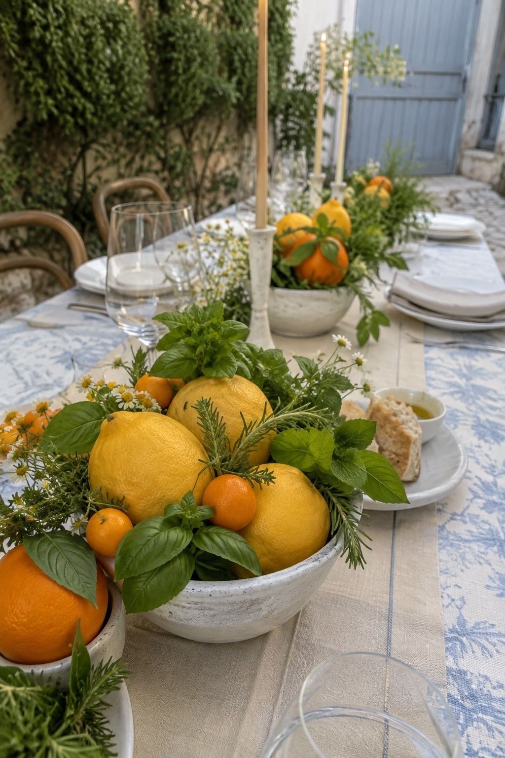 Citrus and herb centerpieces