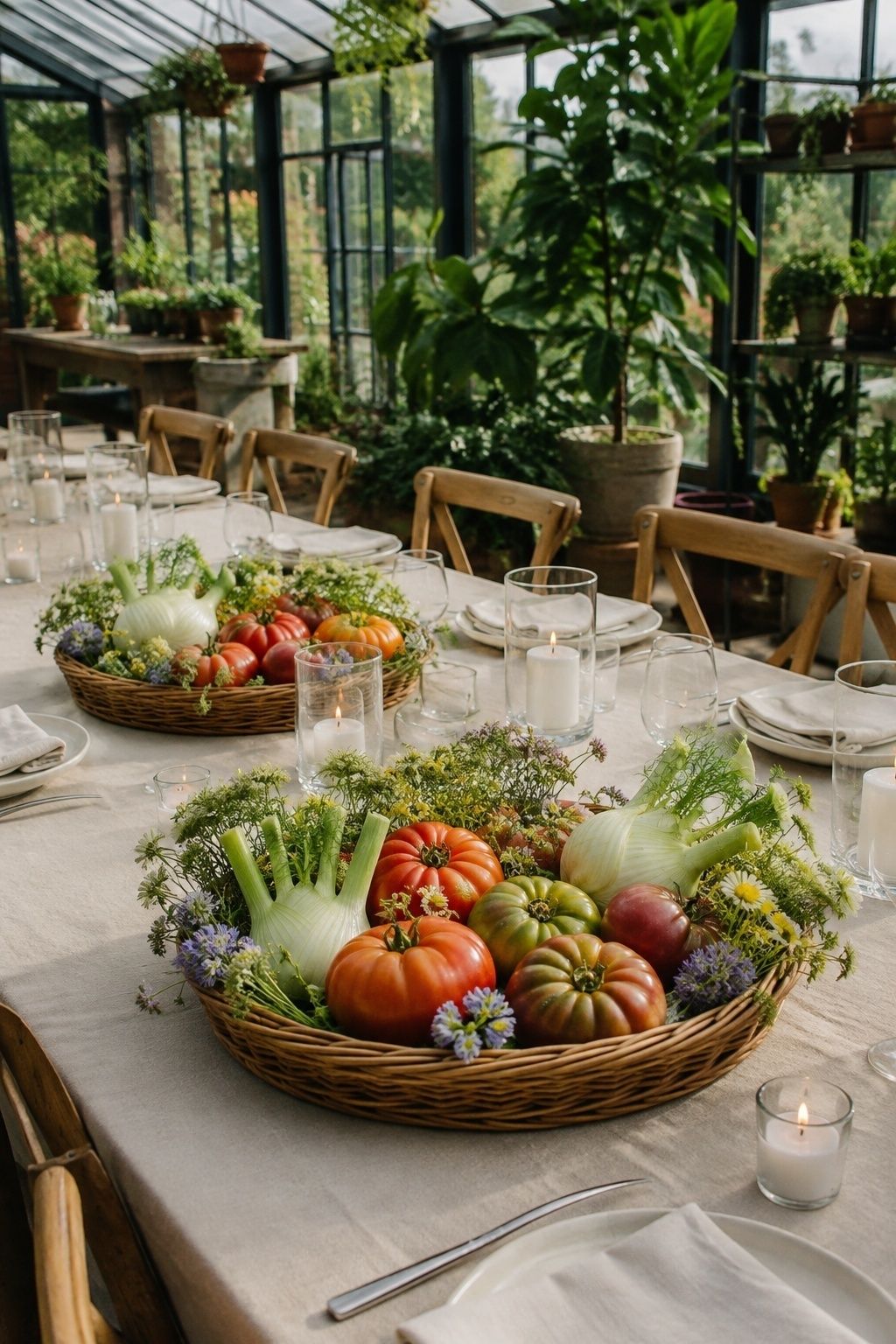 Farmers market basket centerpieces