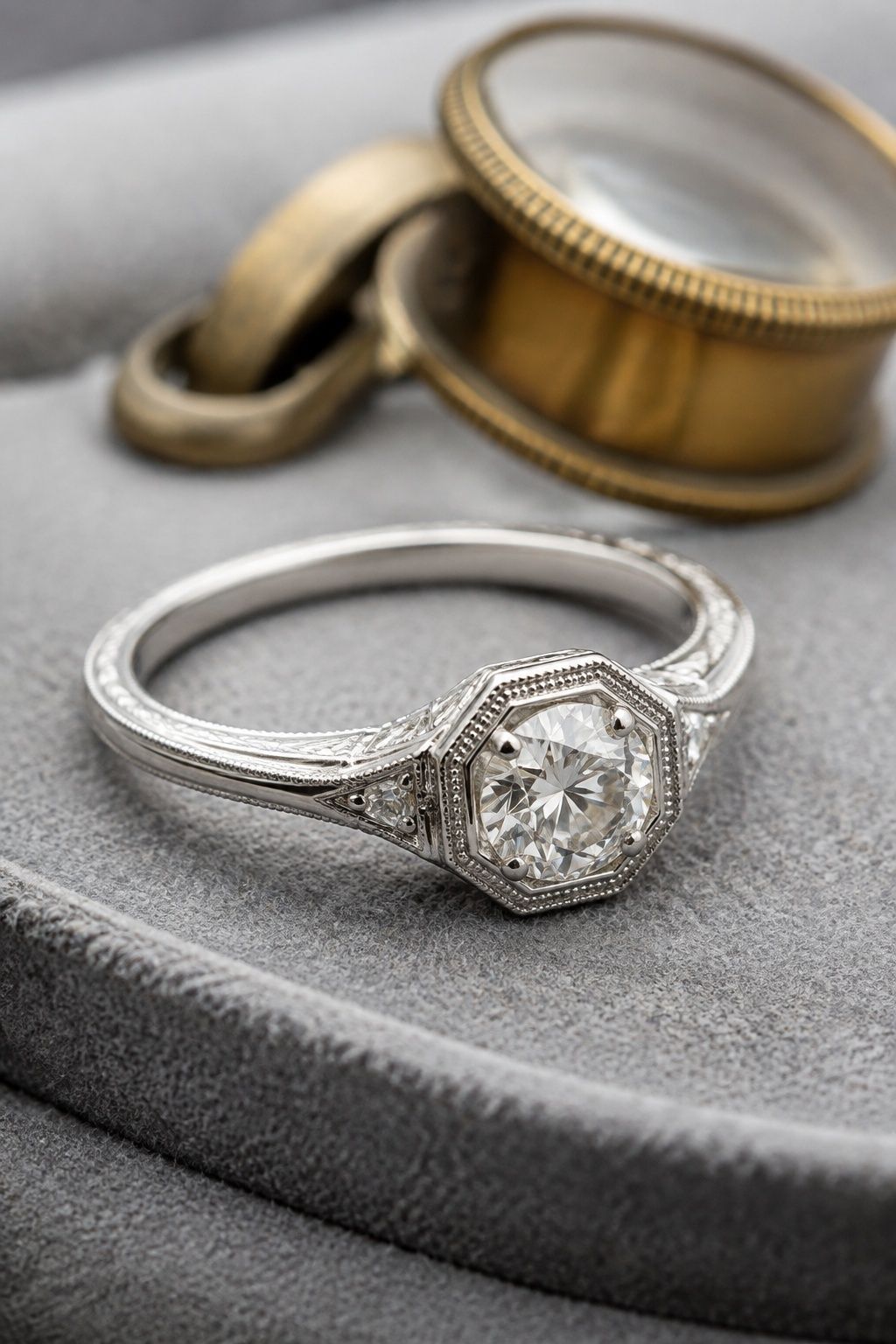 Milgrain detail on a vintage wedding ring
