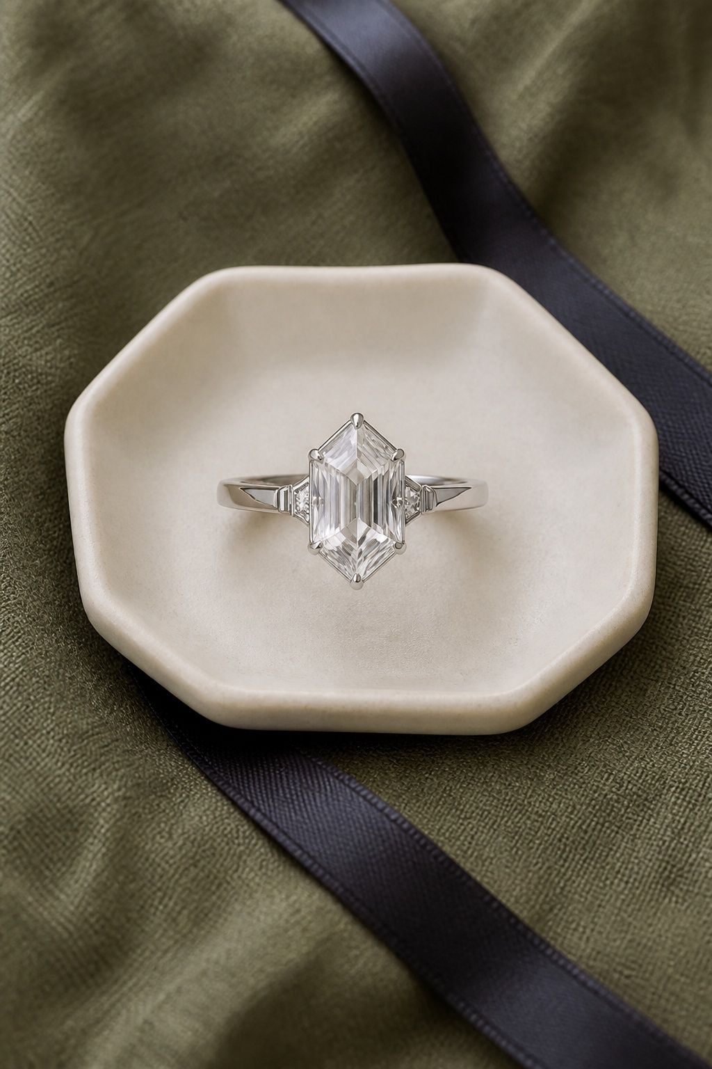 Elongated hexagon stone with Deco edges