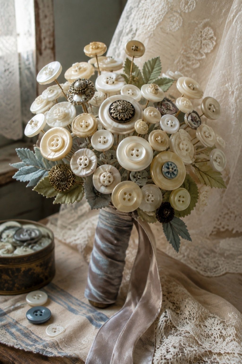 Bouquet made from buttons