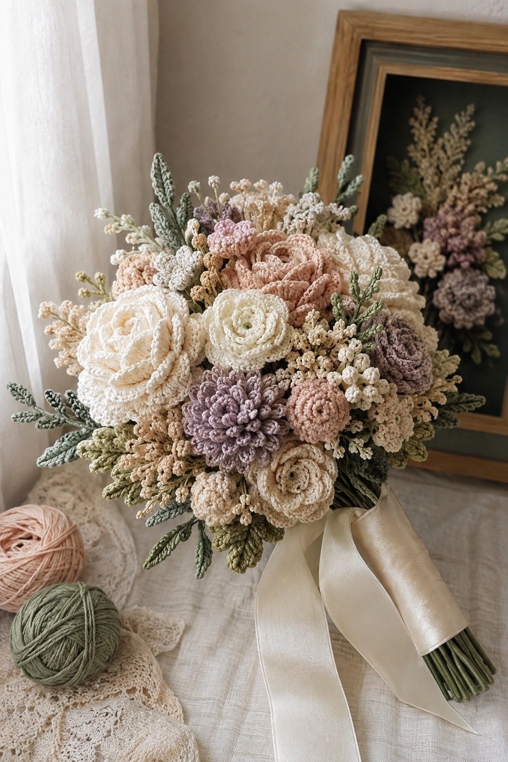 Bouquet of crocheted flowers