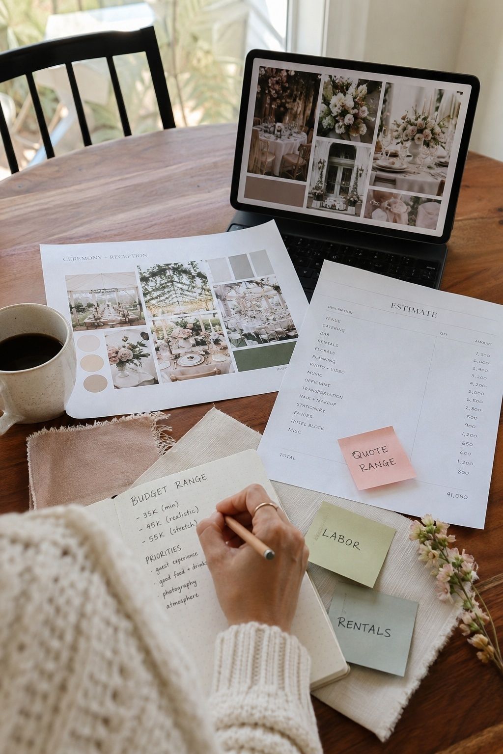 Wedding budget built from inspiration instead of real quotes