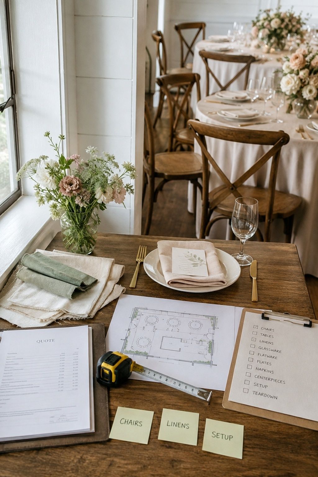 Rentals, delivery, setup and cleanup costs