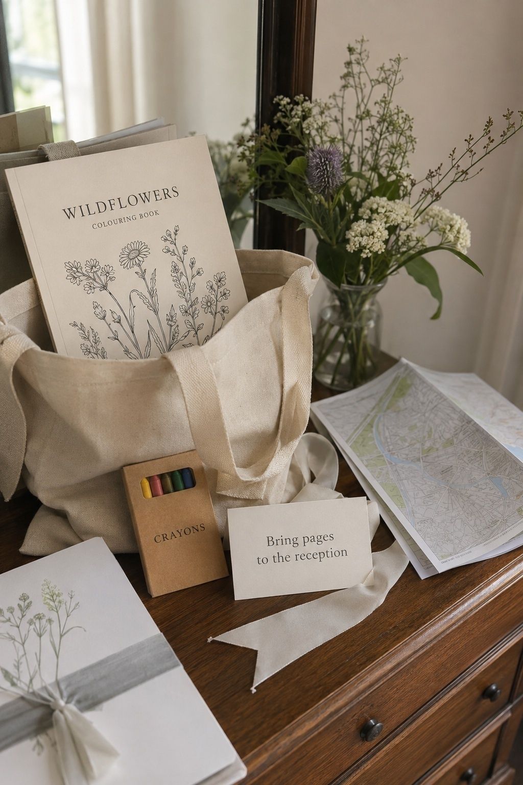 Colouring books in guest welcome bags