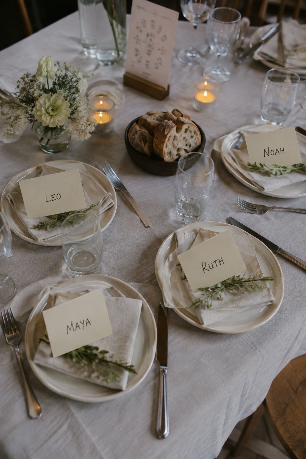 Place cards for assigned seating