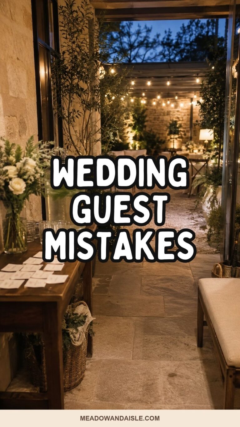 Wedding guest experience mistakes Pinterest pin with a clear intimate wedding guest route