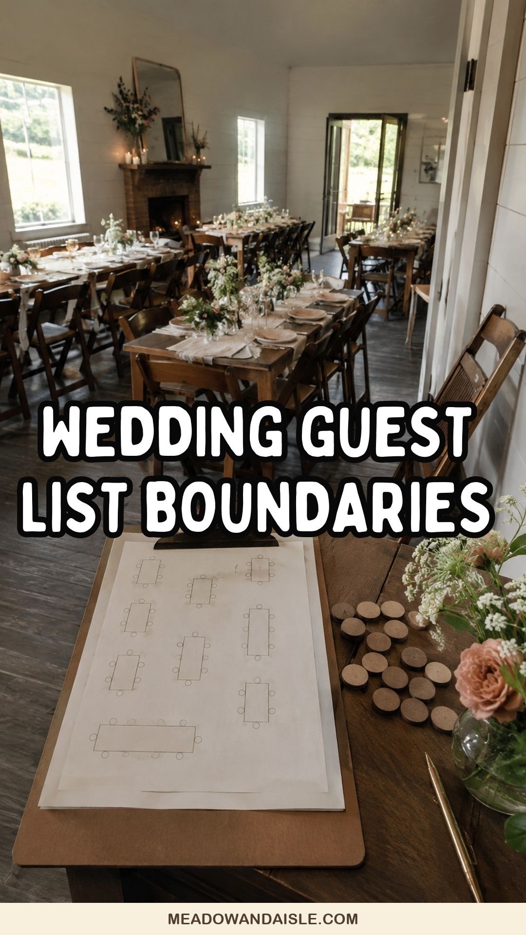 Wedding Guest List Boundaries Pinterest pin for Meadow & Aisle