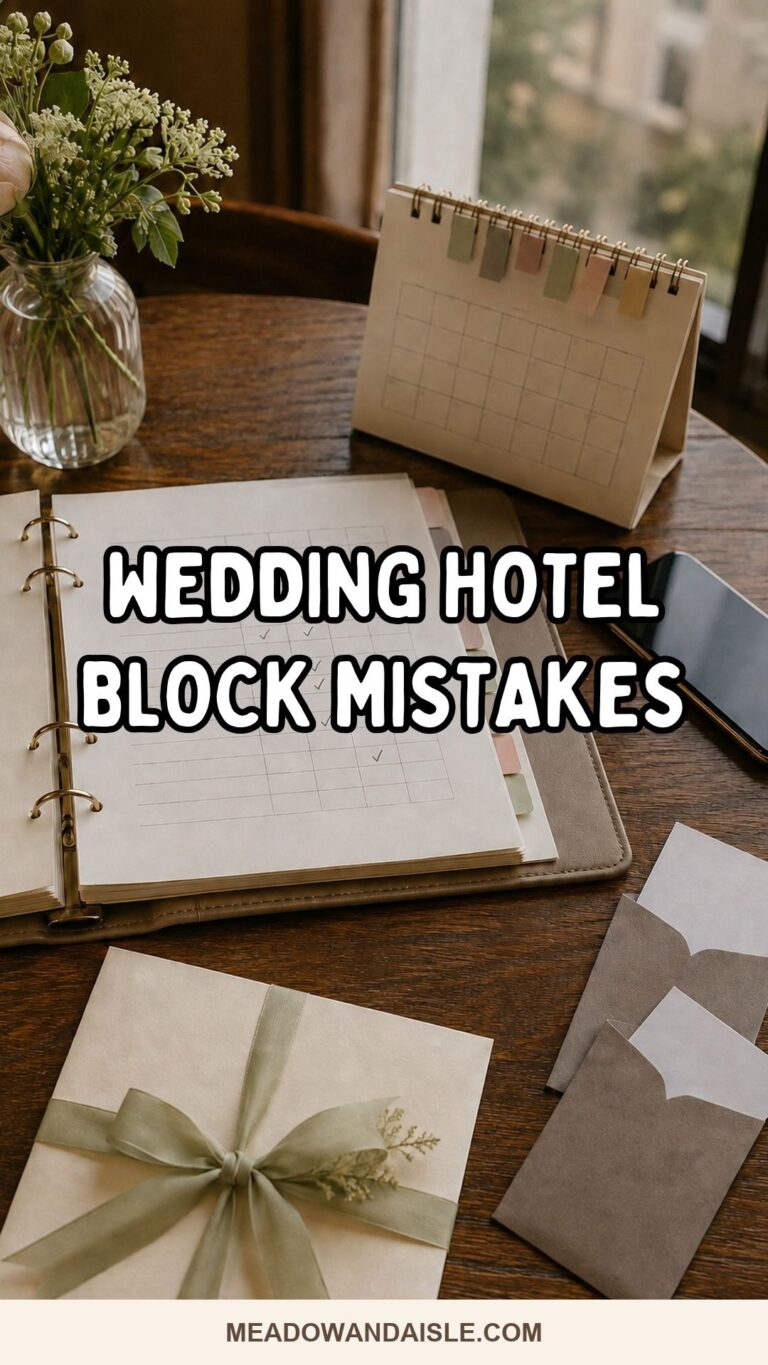 Pinterest pin for wedding hotel block mistakes