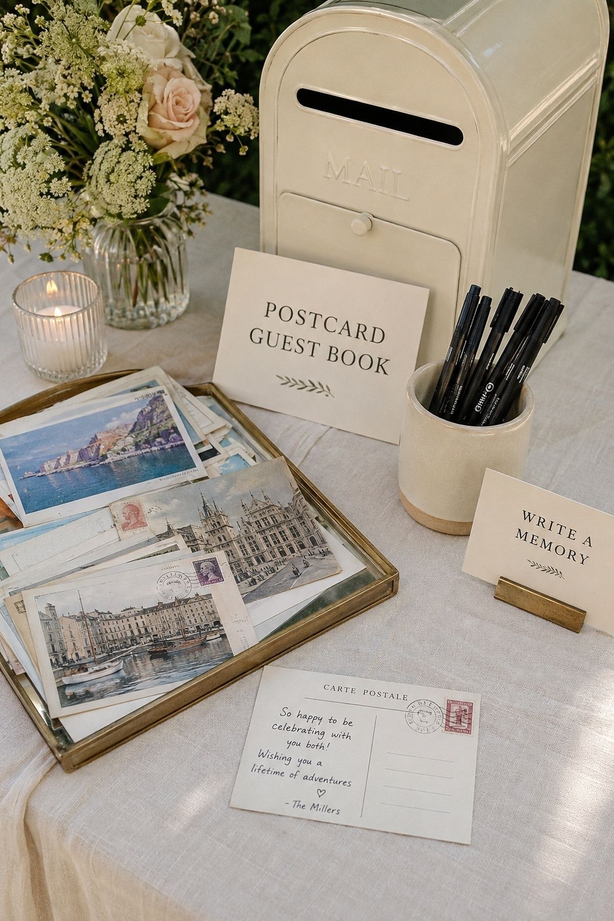 Postcard guest book display