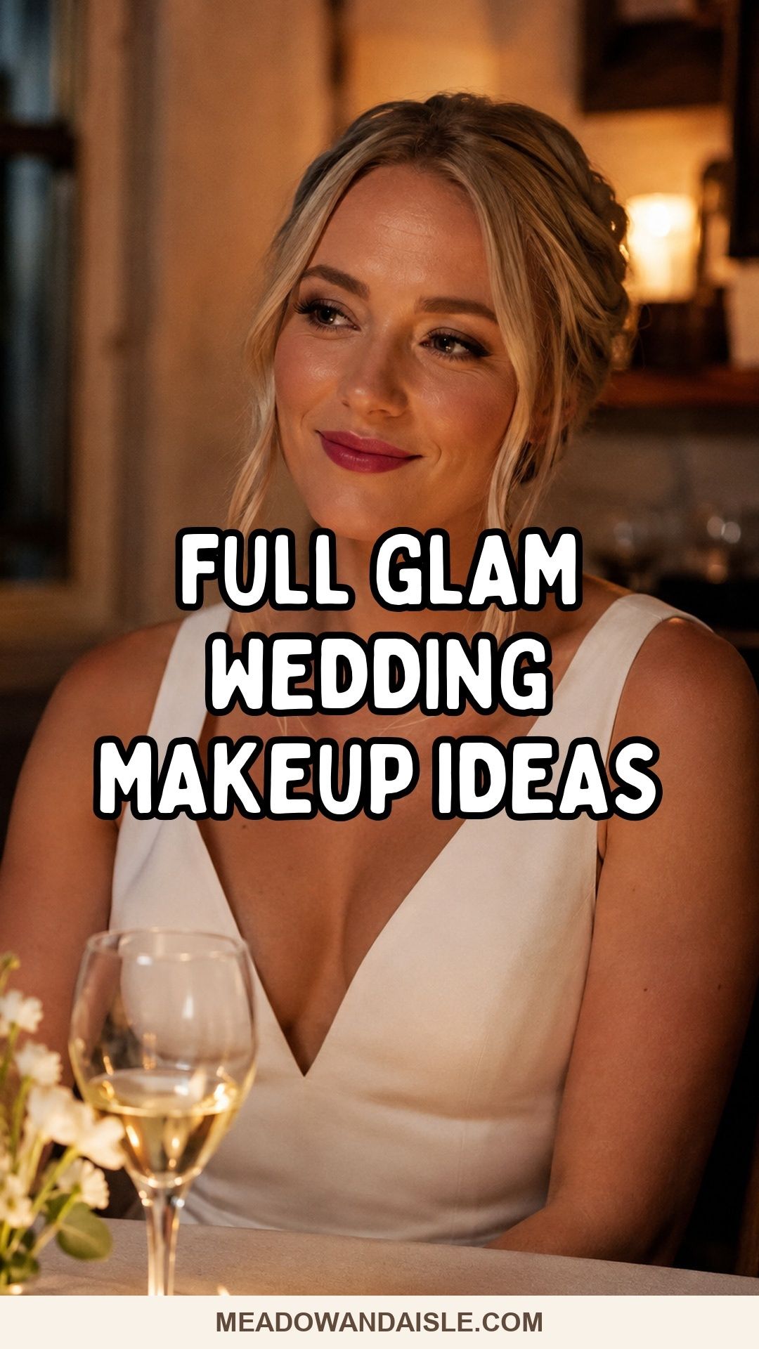 Full glam wedding makeup ideas with a candlelit bridal portrait.