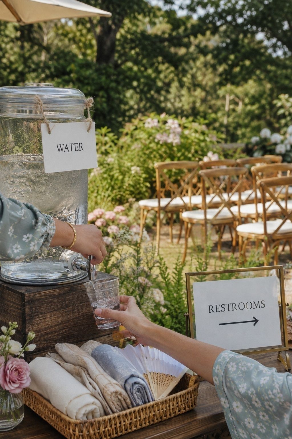 forgetting food, water, seating, staffing, weather, and restrooms planning scene for an intimate Meadow & Aisle wedding