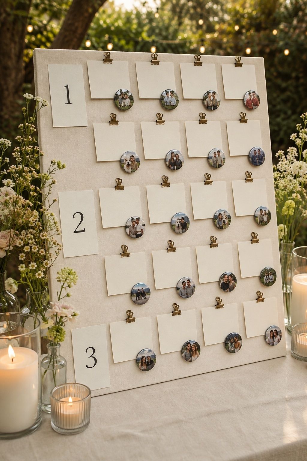 Buttons used as escort cards