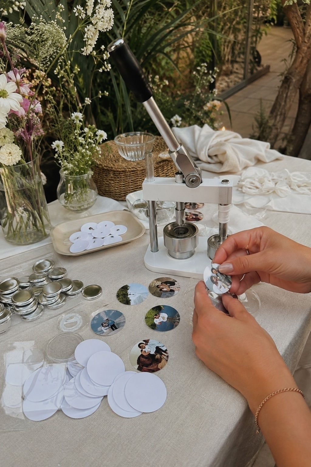 Live button-making station
