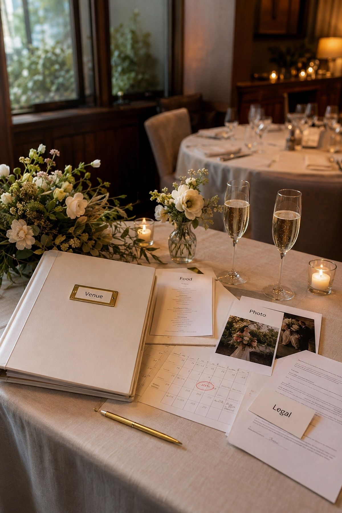 Venue and key bookings that set the wedding date