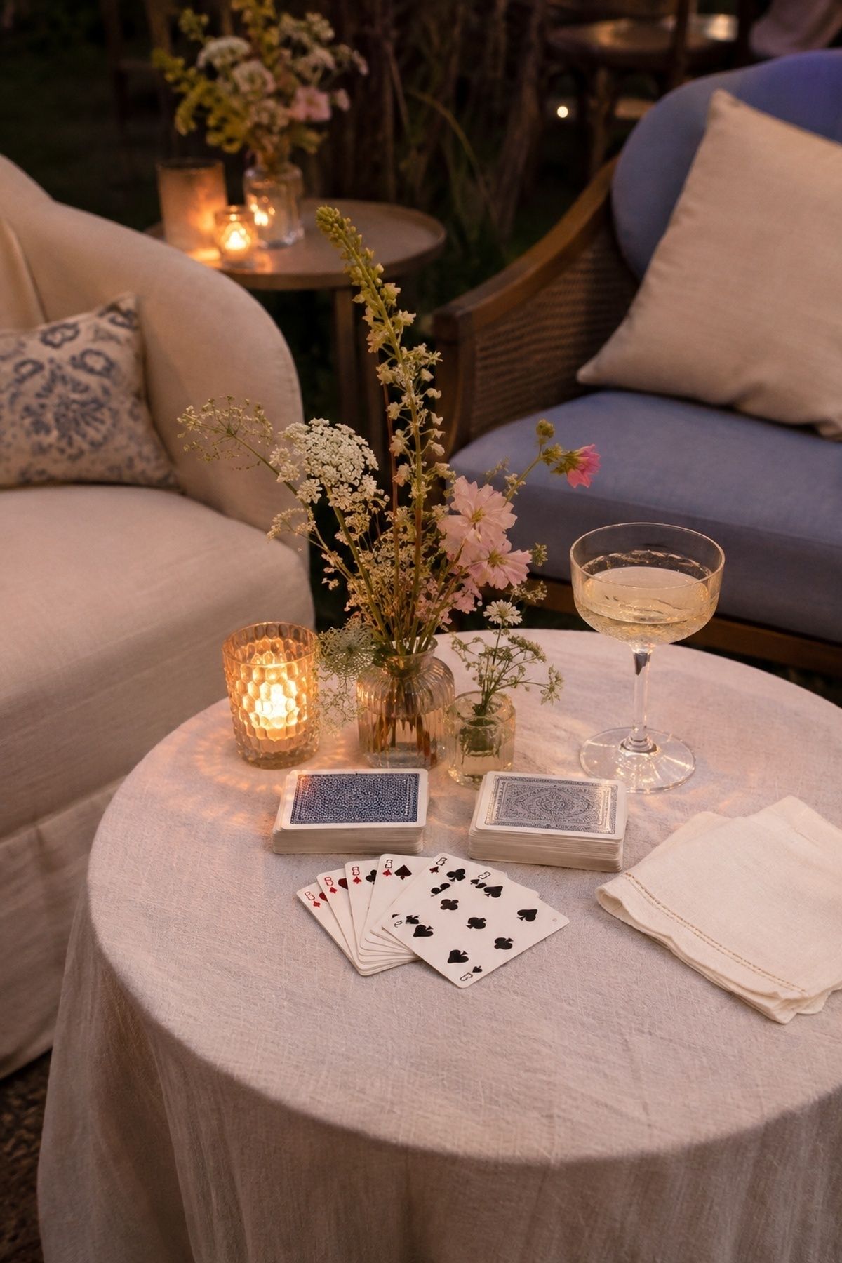 Card table at cocktail hour