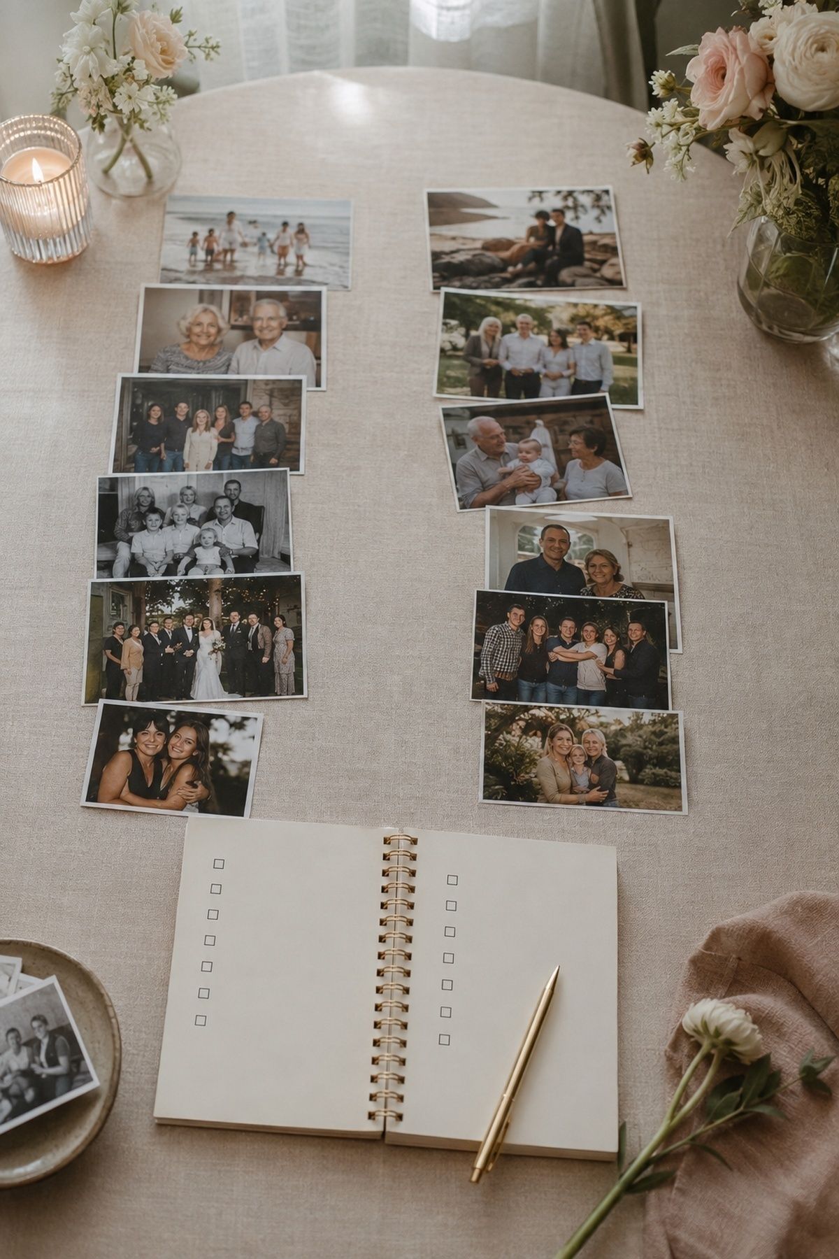 Family photos chosen for a wedding slideshow