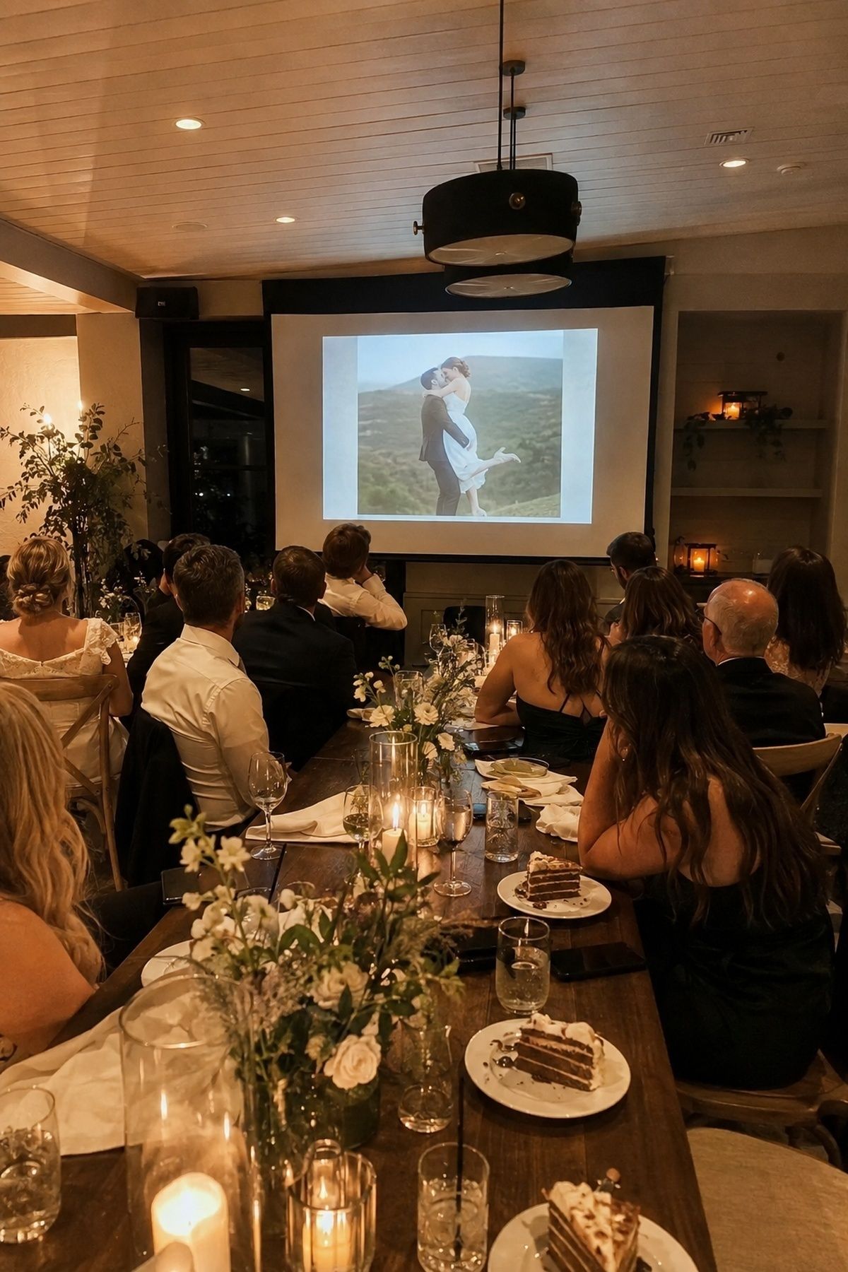 Slideshow playing during a seated reception moment