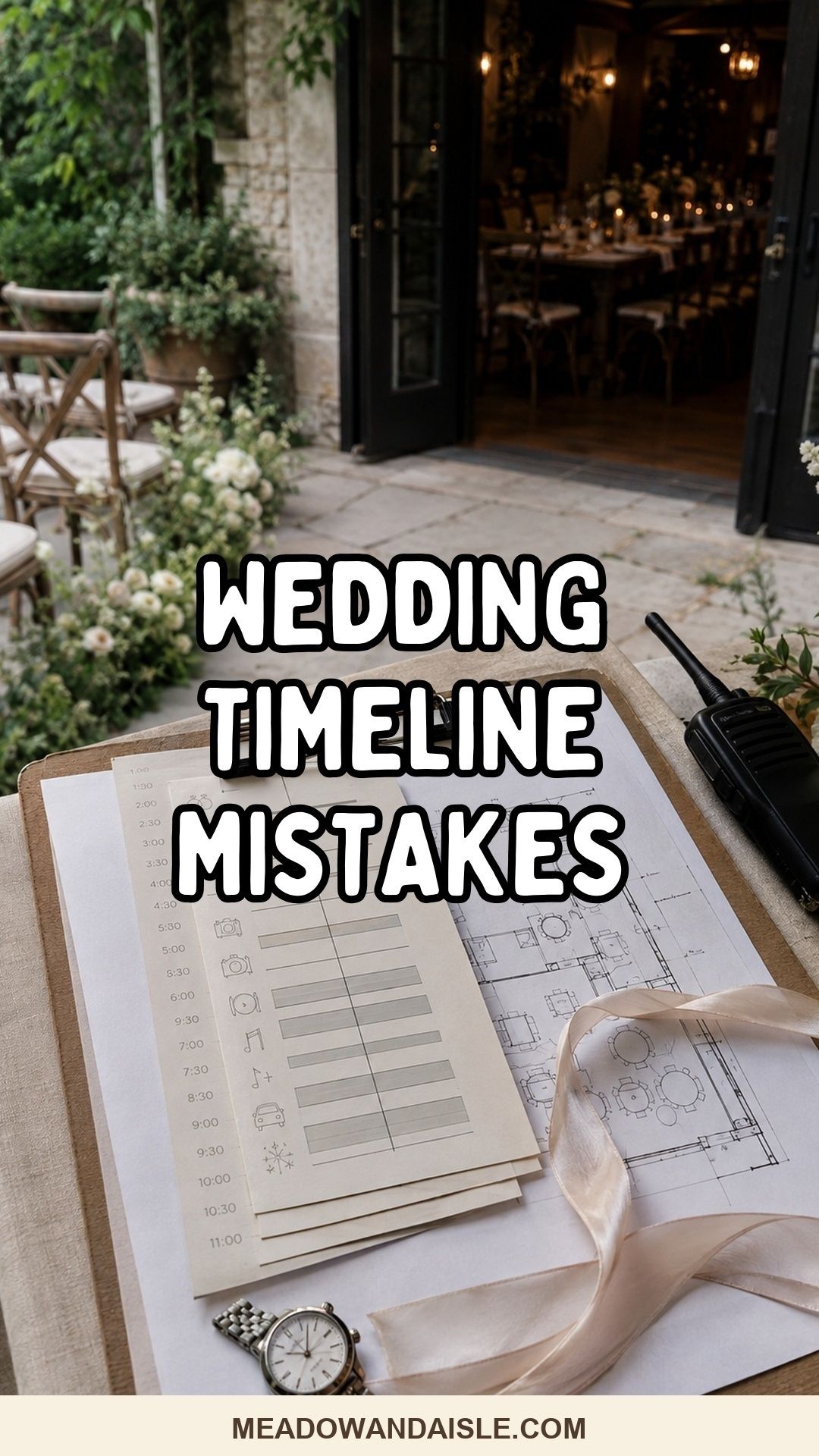 Pinterest pin with the title Wedding Timeline Mistakes