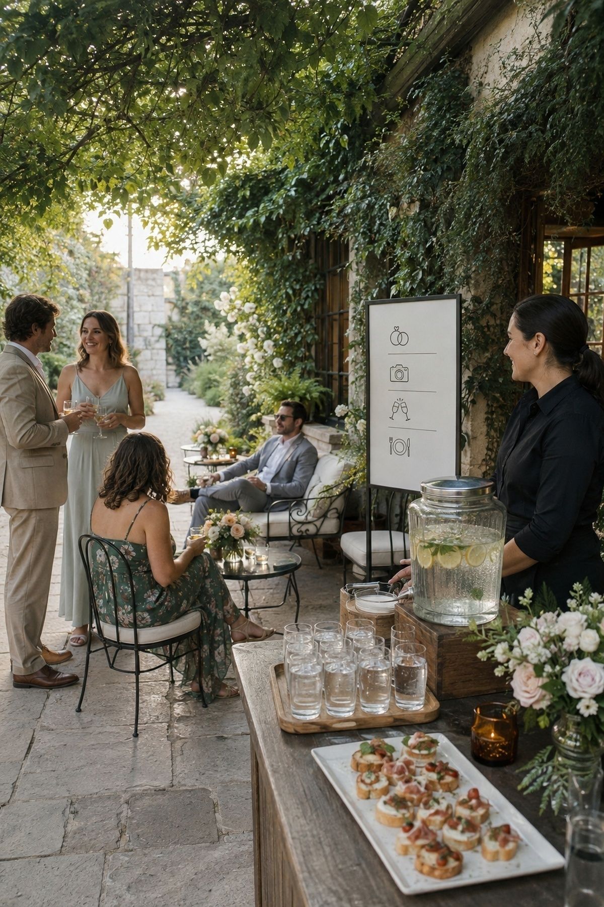 Guests waiting without food, drinks or seating