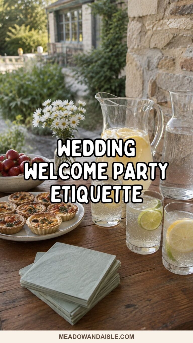 Wedding welcome party etiquette pin with lemonade and light bites