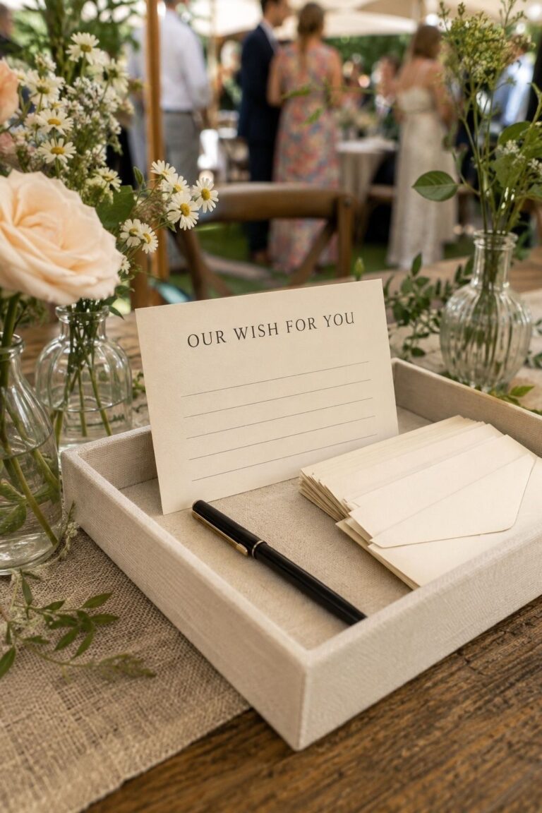 Our Wish For You Card wedding wish card idea at an intimate reception