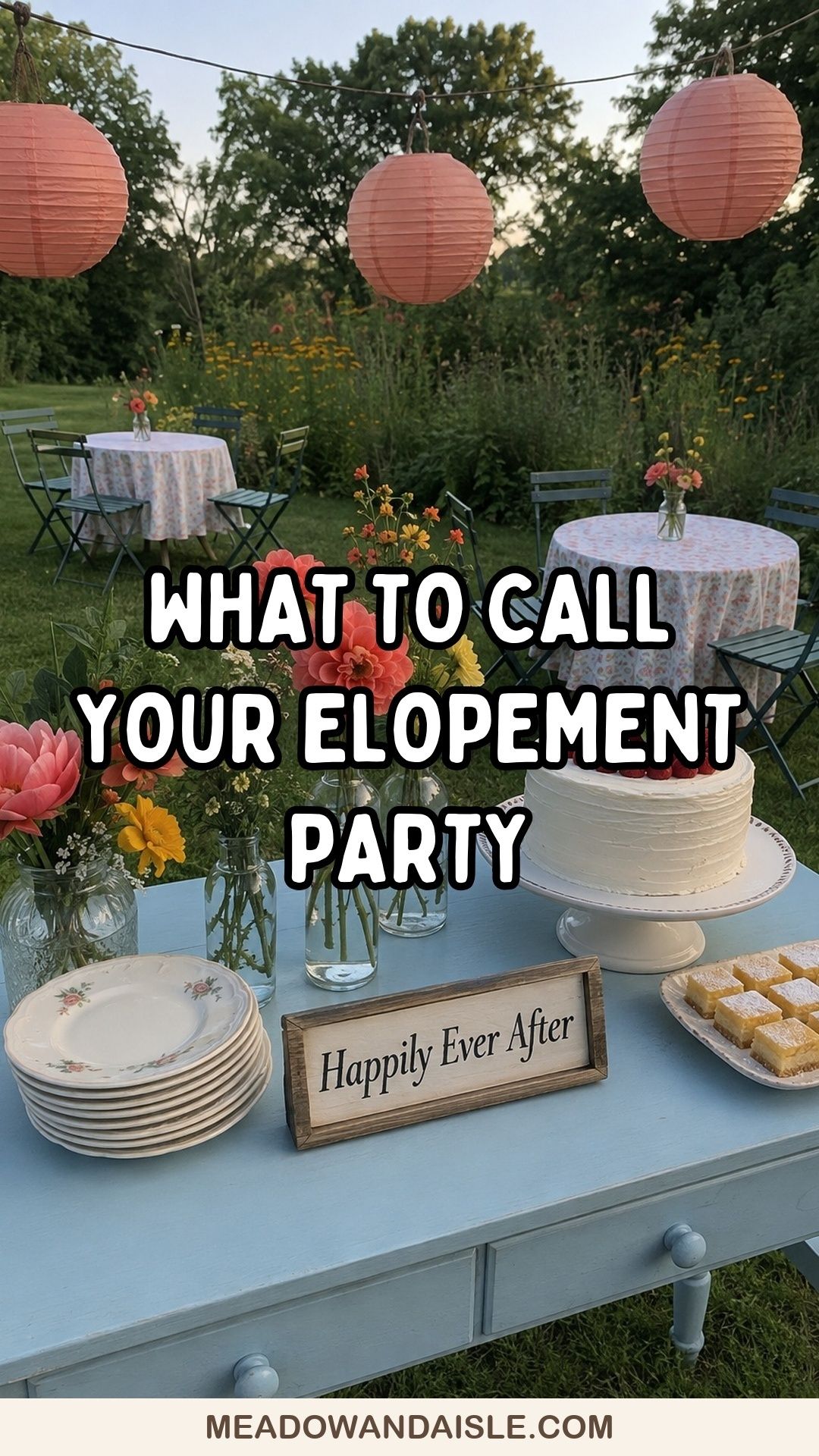 What to call your elopement party, over a backyard dessert celebration.