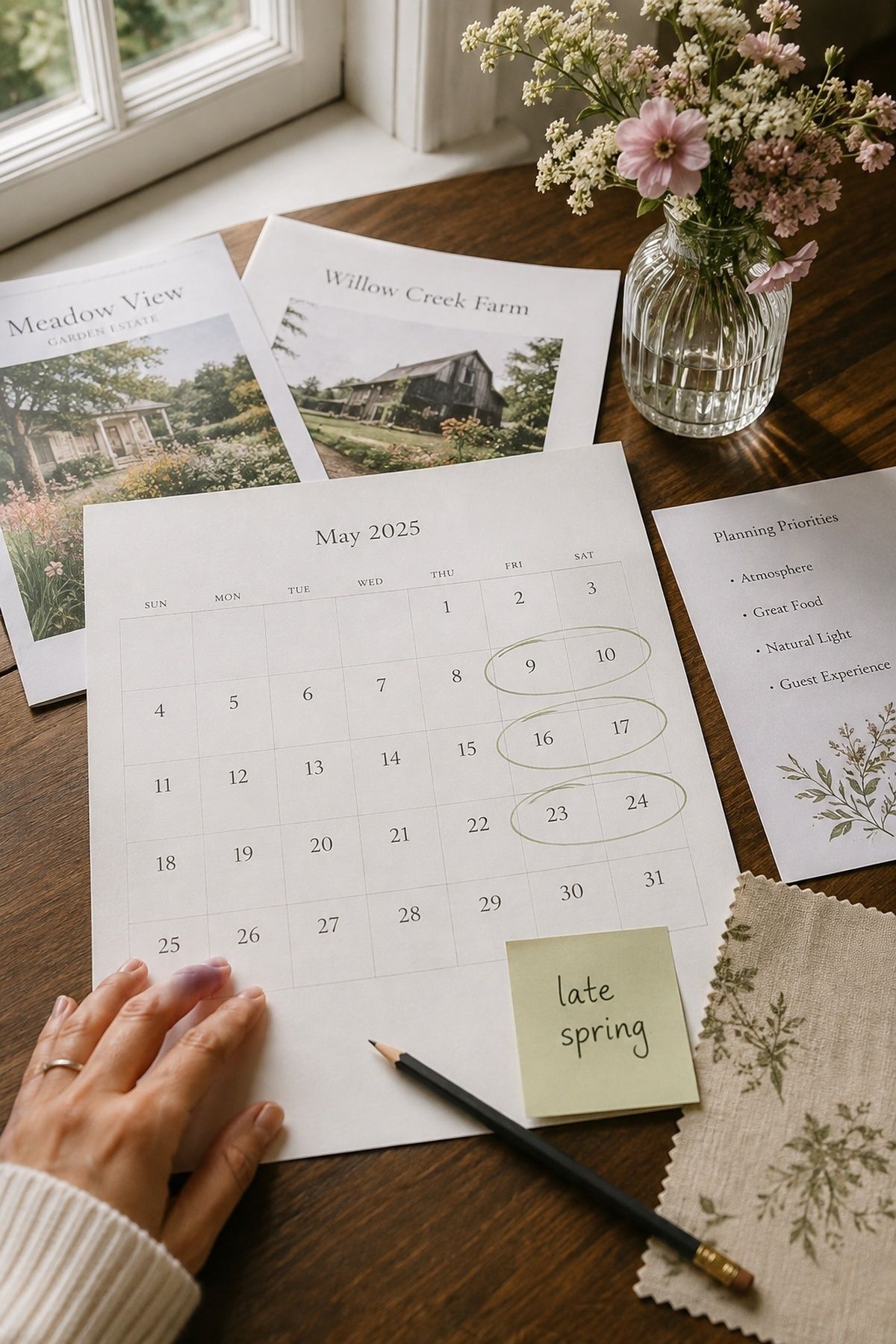 Flexible wedding date window on a calendar