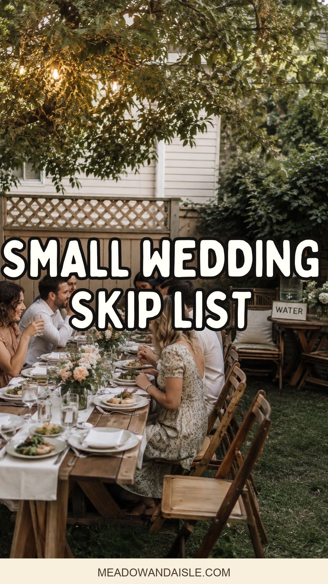 Pinterest pin for what to skip for a small wedding